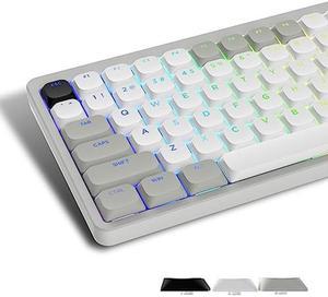XVX Low Profile Keycaps - Shine Through Keycaps, Keyboard Keycaps, Keycaps 75 Percent PBT Keycaps, Full Size Keycaps for 60% 65% 75% 80% 100% Cherry Gateron MX Switches Mechanical Keyboard, Grey/White