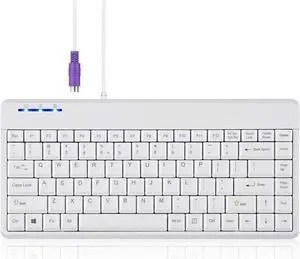Perixx PERIBOARD-409PW Wired PS2 Mini Keyboard - 12.36x5.75x0.79 inches Dimension - White - US English Layout,PB-409PWUS-11829