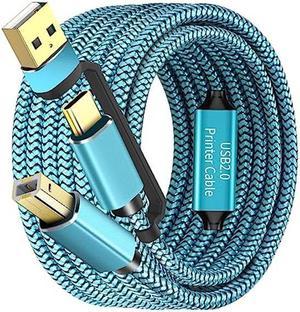 GGMTY Printer Cables 30Feet, USB C/A Printer Cable to USB Nylon Braided [Never Rupture] High-Speed [Plug and Play] , Cord for HP, Canon, Epson,Dell, Brother, Yamaha Piano MIDI Controller