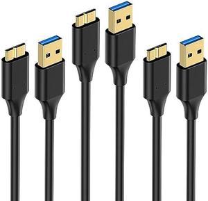 USB 3.0 Hard Drive Cable 3FT(3 Pack), Micro USB to USB A 3.0 Charger Cable, Gold-Plated Plugs, 5Gbps High-Speed, Compatible with Samsung Galaxy S5 Note 3 Note Pro 12.2, Digital Hard Drive, Camera