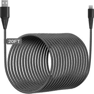 iPhone Charger 20FT/6M [Apple MFi Certified] Lightning Cable Extra Long iPhone Charging Cord Nylon Braided Fast Apple Charger Cable 2.4A for iPhone 12 11 Pro X XS Max XR/8 Plus/7 Plus/6/6s Plus