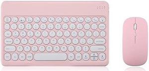 Ultra Slim Retro Bluetooth Keyboard and Mouse Combo,Compact Rechargeable Wireless Keyboard and Mouse for iPad,iPad Mini,iPad Air iPad Pro,iPhone,Windows Android Tablet Smartphone(Pink)