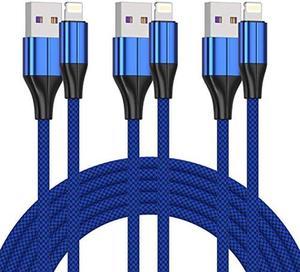 FEEL2NICE iPhone Charger Cable [MFi Certified] ,(3 Pack 10 Foot) Nylon Braided Lightning Cable, iPhone Charging Cord USB Cable Compatible with iPhone 11/Pro/X/Xs Max/XR/8 Plus /7 Plus/6/ iPad (Blue)