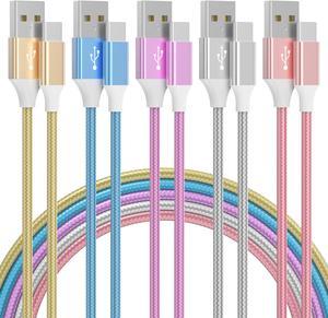 Rvxoziy USB C Charger Cable [5Pack 3/3/6/6/10FT] Type C Fast Charger Cable USB A to USB C Cable Nylon Braided Data Cord for Samsung Galaxy S22 S21,Huawei P30 P20,Google Pixel,Sony Xperia,Switch