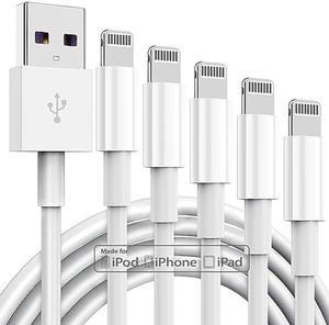 TUMABER 5 Pack Apple MFi Certified iPhone Charger Cable 6Ft, Lightning to USB Cord 6 Foot, 2.4A Fast Charging,Apple Phone Long Chargers for 13/12/11/11Pro/11Max/ X/XS/XR/XS Max/8/7/6, White