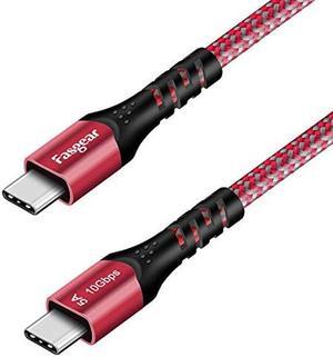 Fasgear USB C to USB C Cable, 6ft 10Gbps USB 3.1 Gen 2 Type C 100W Fast Charge Cord 5A Power Delivery,4K@60Hz Video Output,Compatible for Quest,MacBook,Matebook,T5 LaCie SSD,Hard Drives (Red)