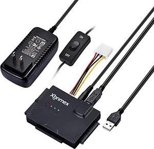 Xbnmex IDE SATA to USB 3.0 Cable Hard Drive Reader IDE SATA PATA USB 3.0 for Hard Drive Disk HDD 2.5" 3.5" with 12V 2A External AC Power Adapter(Black) (USB 3.0 Cable)