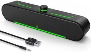 Bazyxwv Computer Speakers for Desktop PC Laptop - Wired USB-Powered Sound bar with Clear Sound and Plug-n-Play Convenience, Black