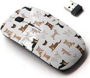 CJCBROES 2.4G Wireless Mouse with Cute Pattern Design for All Laptops and Desktops with Nano Receiver - Chihuahua Dogs Different