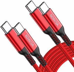 60W USB-C to USB-C Cable 15FT 2-Pack, Long Type C to Type C Fast Charging Cord Compatible with Apple MacBook Pro/Air, iPad Pro, Samsung Galaxy S23/S22/S21 Utra and Type-C Car Charger(Red)