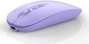 RAPIQUE Bluetooth Wireless Mouse, Rechargeable Multi-Device(Tri-Mode: BT1/BT2+2.4G) Computer Mice with USB Receiver, Slim Silent Mouse for Laptop/MacBook/Chromebook/Surface Pro/iPad Pro(Purple)
