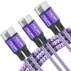 SKEJER USB C to C Charger Cable, Fast Charging and Syncing, Nylon Braided Cord 60W 3A Type C Charger,[(3 Pack)]  3.3ft x1+6.6ft x2,Purple...
