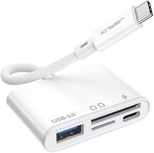 USB C SD Card Reader with USB 3.0 Port & Charging Port | JSAUX 4-in-1 USB Type-C Micro SD Memory Card Reader OTG Adapter | Compatible with iPhone 15 Pro Max, iPad Pro, MacBook Pro/Air,Galaxy S8 to S24