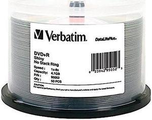 Verbatim DVD+R 4.7GB 8X DataLifePlus Shiny Silver Silk Screen Printable - 50pk Spindle