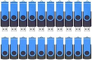 4GB 20 Pack Flash Drives Bulk, ABLAZE USB 2.0 Thumb Drive Bulk with Lanyards Swivel Memory Stick U Disk 4GB Pendrive Jump Drive Zip Drive USB 20 Pack (4GB 20 Pack, Blue)