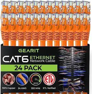GearIT Cat 6 Ethernet Cable 1 ft (24-Pack) - Cat6 Patch Cable, Cat 6 Patch Cable, Cat6 Cable, Cat 6 Cable, Cat6 Ethernet Cable, Network Cable, Internet Cable - Orange 1 Foot