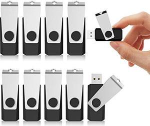 KEXIN 10 Pack 64GB Flash Drive USB Flash Drive Thumb Drive Memory Stick USB Drive Swivel Drive Jump Drive Black (64 GB, 10 Pack)