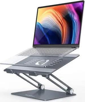 Lamicall Adjustable Laptop Stand, Portable Laptop Riser, Aluminum Laptop Stand for Desk Foldable, Ergonomic Computer Notebook Stand Holder for MacBook Air Pro, Dell XPS, HP (10-17.3'') - Grey