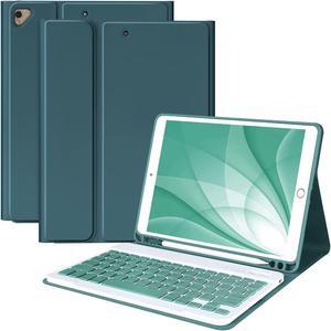 Keyboard Case for iPad 10.2" 9th 8th Generation, with Detachable Bluetooth Keyboard and Pencil Holder, for iPad 10.2 Inch/iPad Air 10.5"(3rd Gen)/iPad Pro 10.5 in, Auto Sleep/Wake Function- Deep Green