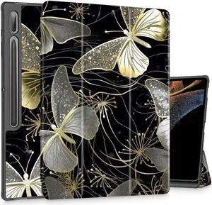 Mektron Case for Samsung Tab S9 Ultra 14.6 Inch 2023 Model X910/X916/X918,Built-on Pencil Holder Hard Cover with Auto Wake/Sleep, Multi-Angle Stand for Galaxy Tab S9 Ultra 14.6,Golden Butterfly