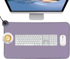 MyPlace Heated Mouse Pad - Heated Desk Mat with 8 Levels Heating & 3 Hours Auto Shut-Off - 31.8"x 17.3"Large Safe Desk Mat Hand Warmer for Home Office Work (Light Purple)