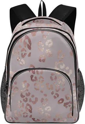 OREZI Fashion Backpack for Women Girl Rose Gold Leopard Schoolbag Backpack Bookbags Travel Bag Casual Daypack Rucksack for Student Teenagers kid's