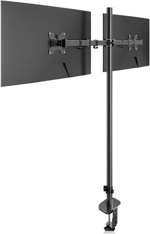 Pholiten Extra Tall Dual Monitor Stand, Dual Monitor Mount, Desk Mount up to 47 inch Pole, 2 Monitor Stand, Computer Monitor Arm, Fully Adjustable Stand for up to 27 inch Screens