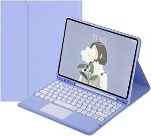 HENGHUI iPad 10th Generation 2022 10.9 inch Keyboard Case with Touchpad Cute Round Key Color Keyboard iPad 10th Gen Detachable Touch Keyboard Slim Smart Cover with Pencil Holder (Purple)