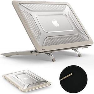 SEYMAC stock MacBook Air 13 inch Case (2020-2018)[A2337 M1/A2179/A1932], Shock-Absorbing Protection Case with Folding Stand &Mouse Pad/Bag for MacBook Air 13" (Beige)