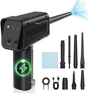 Compressed Air Duster,Rechargeable Electric Air Duster for Office,Good Replace Air Can,Cordless Computer Air Blower ,90000RPM Computer Keyboard Duster Cleaner with 8 LED Light,7500mAh,3 Speed Modes