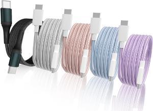 5 Pack 100W USB C to USB C Cable - Fast Charging Cable for iPhone 15 Pro Max/Plus Samsung S23 iPad Pro iPad Air/Mini MacBook Pro/Air (5A PD 6.6Ft Nylon Cord)