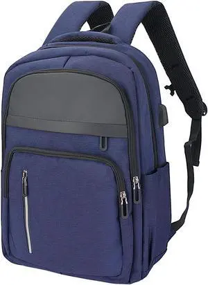 Veridina Women Men Laptop Backpack Business Travel Lightweight Waterproof Anti Theft College Computer Bag with USB Charging Port Work Daily Bag,Blue