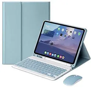 YEEHi Keyboard Case Mouse for iPad Air 13 inch M3/M2, iPad Pro 12.9 inch (6th/5th/4th/3rd) Gen(2018-2022) Color Keyboard Case Mouse Cute Bluetooth Keyboard Cover,Mist Blue