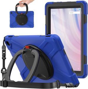 360 deg Rotation Portable Case for Fire HD 10 2023 101 inch Tablet Rugged Case Rotating Stand Hand Strap Shoulder Carrying Strap Outdoor CoverBlue