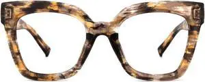 Zeelool Trendy Rectangle Blue Light Blocking Glasses for Women TR90 Eyewear Malcolm VFT0269-04 Wood-grain