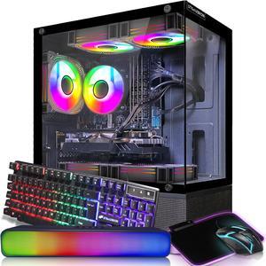 STGAubron Gaming Desktop PC,Intel Core i7 3.4G up to 3.9G,32G RAM,1T SSD,Radeon RX 580 16G GDDR5,600M WiFi,BT 5.0,RGB Fan x 5,RGB Keyboard&Mouse,RGB Mouse Pad,RGB BT Sound Bar,W10H64