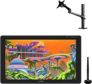 HUION Kamvas 22 Plus Graphics Drawing Tablet with Screen and Single Monitor Arm