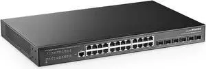 MokerLink 24 Port 2.5G Manged Ethernet Switch with 6x10G SFP, 24 x 2.5G Base-T Ports Compatible with 10/100/1000Mbps, Metal Web L2+ Managed Fanless Network Switch