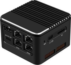 Mrroute MR-M1 Plus Mini PC Computer Intel i3-N305, 8C/8T, 16G RAM NO SSD, 4K Display 4 LAN I226 2.5GbE/USB3.0/Type-C/HDMI,Linux/Ubuntu PC