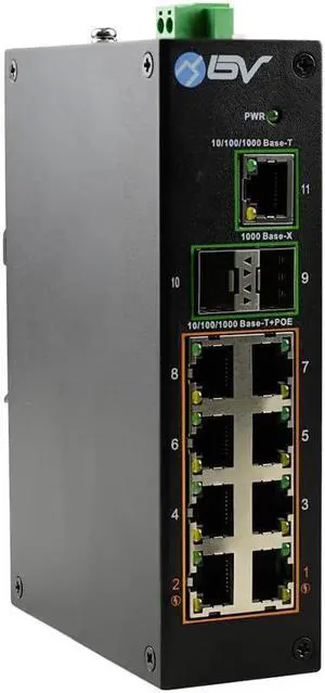 BV-Tech 11-Port Unmanaged Desktop Switch - 8 PoE Ports, 120W Total Power, All-Giga Ports