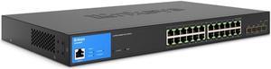 24-Port Managed Gigabit PoE+ Switch with 4 10G SFP+ Uplinks 410W TAA Compliant LGS328MPC