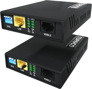 Ethernet Extender Kit Tupavco TEX-200 - Cable Extension up to 5000ft Over Phone Line or CAT5/6 Twisted Copper Wire (300Mbps Max Bandwidth) Single Cord LAN up to Mile Distance (Plug & Play 8 Profiles)