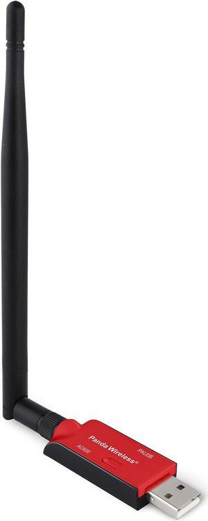 Panda Wireless(r) PAU0B AC600 Dual Band (2.4GHz and 5GHz) Wireless N USB Adapter W/High Gain Antenna - Windows 7/8/8.1/10/11, Mint, Ubuntu, openSUSE, Fedora, Rocky, Kali Linux and Raspbian