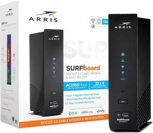 ARRIS SURFboard SBG7600AC2 DOCSIS 3.0 Cable Modem & AC2350 Wi-Fi Router , Approved for Comcast Xfinity, Cox, Charter Spectrum & more , Four 1 Gbps Ports , 800 Mbps Max Internet Speeds