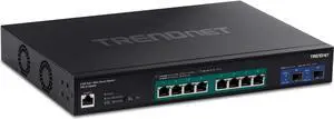 TRENDnet 10-Port Multi-Gig Web Smart PoE+ Switch, 8 x 2.5GBASE-T PoE+ Ports, 2 x 10G SFP+ Slots, Metal Housing, Managed Network Ethernet Switch, Lifetime Protection, Black, TPE-3102WS