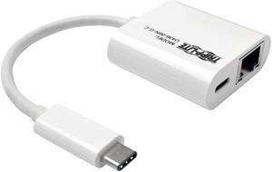 Tripp USB-C to Gigabit Ethernet (GbE) NIC Network Adapter with USB-C PD Charging Port, 10/100/1000 Mbps, USB 3.1 Gen 1 Type-C to GbE, White (U436-06N-G-C)