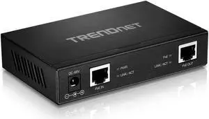 TRENDnet Gigabit PoE+ Repeater/Amplifier, TPE-E110, Extender, 1 x Gigabit PoE+ in Port, 1 x Gigabit PoE Out Port, Extends 100m for Distance Up to 200m (656 ft), Supports PoE (15.4W) & PoE+ (30W)
