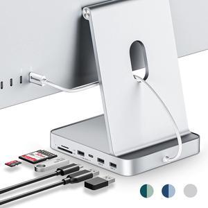 USB C Hub for iMac 24 inch 2021/2023, Minisopuru USB Hub Adapter Support M.2 NVMe SSD, iMac USB Hub for iMac M1/M3, iMac Accessories with USB C 10Gbps, USB A 3.2, SD/TF, M.2 SSD(Not Included), Silver.