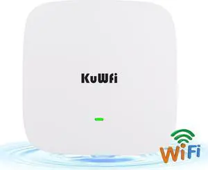 KuWFi WiFi 6 Extender 2.4G&5.8G Long-Range Repeater AX1800 WiFi 6 Indoor Ceiling-Mounted AP Router 48V PoE Powered 1800Mbps High Speed for House, Office, Apartment