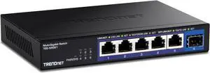 TRENDnet 6-Port Unmanaged 2.5G Switch with 10G SFP+Port, TEG-S5061, 5 x 2.5GBASE-T Ports, 45Gbps SwitchingCapacity, Fanless, Wall Mountable,Lifetime Protection,Black